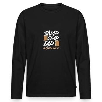 Snap Slap Tap Cajon Life Kachon - T-shirt manches longues Premium bio Homme - noir - Devant - Nico (187cm)