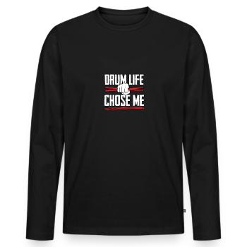 Drum Life m’a choisi comme batteur - T-shirt manches longues Premium bio Homme - noir - Devant - Nico (187cm)