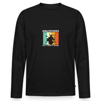 Les batteurs le font avec un bang pour les batteurs - T-shirt manches longues Premium bio Homme - noir - Devant - Nico (187cm)
