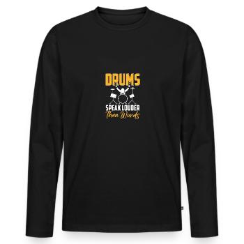 Les tambours parlent plus fort que les mots Batteur - T-shirt manches longues Premium bio Homme - noir - Devant - Nico (187cm)
