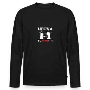 La vie est un rythme, alors battez-le pour les batteurs - T-shirt manches longues Premium bio Homme - noir - Devant - Nico (187cm)