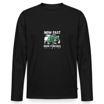 Mow Fast Mow Furious Rasenmäher Rasenmäherrennen - Männer Premium Bio Langarmshirt - Schwarz - Vorne - Nico (187cm)