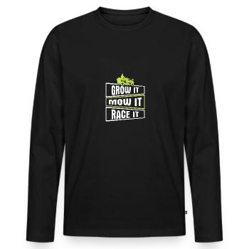 Grow It Mow It Race It Course de tondeuse à gazon - T-shirt manches longues Premium bio Homme - noir - Devant - Nico (187cm)