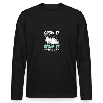 Grow It Mow It Race It Course de tondeuse à gazon - T-shirt manches longues Premium bio Homme - noir - Devant - Nico (187cm)