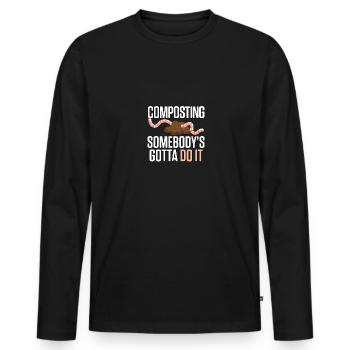Composter quelqu’un doit le faire : la lombriculture - T-shirt manches longues Premium bio Homme - noir - Devant - Nico (187cm)