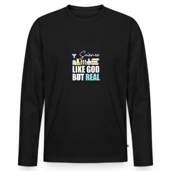 La science comme Dieu, mais réelle pour les athées - T-shirt manches longues Premium bio Homme - noir - Devant - Nico (187cm)