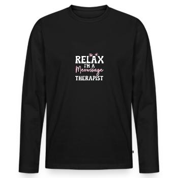 Relax I'm A Meowssage Therapist für - Männer Premium Bio Langarmshirt - Schwarz - Vorne - Nico (187cm)