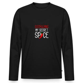 Gochujang My Secret Spice Korean Spicy - Men's Premium Organic Long Sleeve Shirt - black - Front - Nico (187cm)