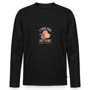 Je Crochet passé mon heure du coucher Crochet tricot - T-shirt manches longues Premium bio Homme - noir - Devant - Nico (187cm)