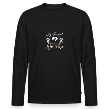 Mon thérapeute a le nez mouillé pour les propriétaires de chiens - T-shirt manches longues Premium bio Homme - noir - Devant - Nico (187cm)