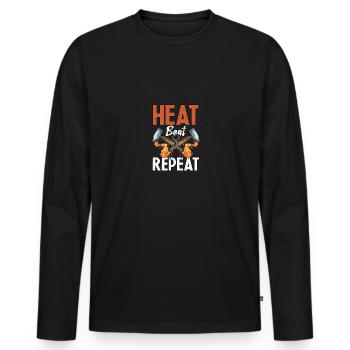Heat Beat Repeat Schmied Schmieden - Männer Premium Bio Langarmshirt - Schwarz - Vorne - Nico (187cm)