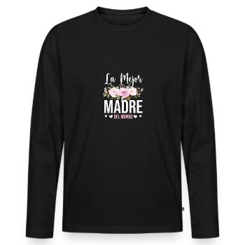 La Mejor Madre del Mundo Beste Mutter der Welt - Männer Premium Bio Langarmshirt - Schwarz - Vorne - Nico (187cm)