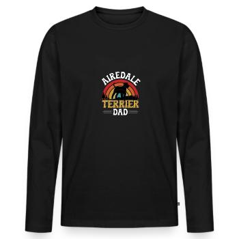 Airedale Terrier Papa pour les propriétaires de terriers - T-shirt manches longues Premium bio Homme - noir - Devant - Nico (187cm)