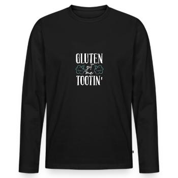 Gluten Got Me Tootin Gluten Intolerance - Men's Premium Organic Long Sleeve Shirt - black - Front - Nico (187cm)