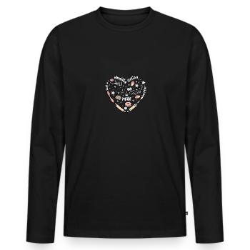 Coeur de cuisson pour pâtissier boulanger - T-shirt manches longues Premium bio Homme - noir - Devant - Nico (187cm)