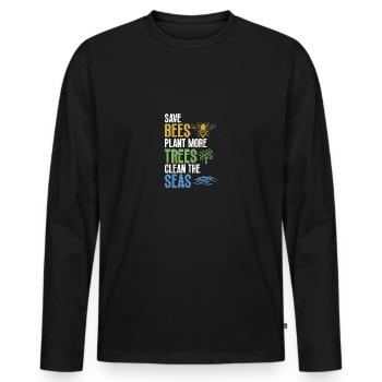 Save Bees Plant Trees Clean Seas Umweltschutz - Männer Premium Bio Langarmshirt - Schwarz - Vorne - Nico (187cm)