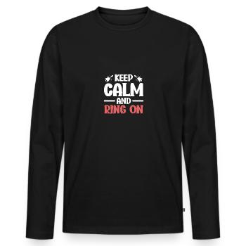 Keep Calm And Ring On Handbell Handglocke - Men's Premium Organic Long Sleeve Shirt - black - Front - Nico (187cm)