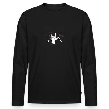 Hand Herz Amerikanische Zeichensprache ASL Liebe - Männer Premium Bio Langarmshirt - Schwarz - Vorne - Nico (187cm)