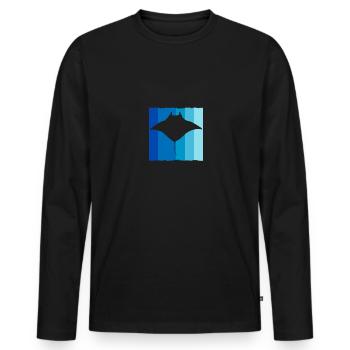 Raie, Bleu Manta, Coucher De Soleil, Océan - T-shirt manches longues Premium bio Homme - noir - Devant - Nico (187cm)