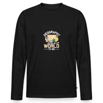 Geography Means The World To Me Geographie - Männer Premium Bio Langarmshirt - Schwarz - Vorne - Nico (187cm)