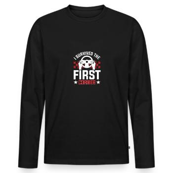 I Survived The First Corner Racing Simulator Sim - Men's Premium Organic Long Sleeve Shirt - black - Front - Nico (187cm)