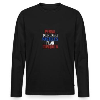 Pernil Mofongo Cuisine portoricaine - T-shirt manches longues Premium bio Homme - noir - Devant - Nico (187cm)