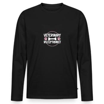 Réceptionniste vétérinaire Assistante vétérinaire - T-shirt manches longues Premium bio Homme - noir - Devant - Nico (187cm)
