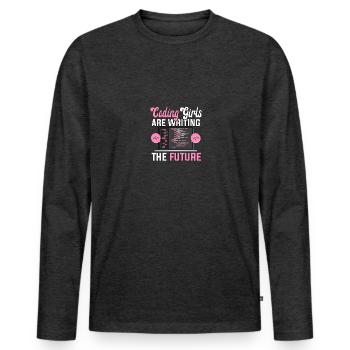 Les filles de codage écrivent l’avenir pour - T-shirt manches longues Premium bio Homme - anthracite chiné - Devant - Nico (187cm)