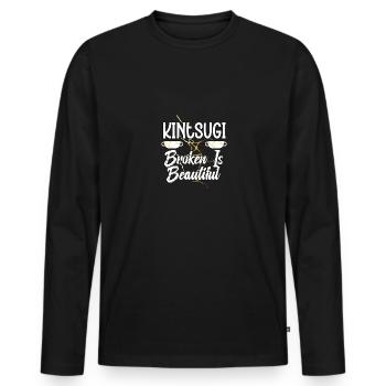 Kintsugi Broken est magnifique Kintsukuroi - T-shirt manches longues Premium bio Homme - noir - Devant - Nico (187cm)