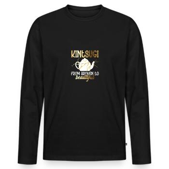 Kintsugi De Broken À Beautiful Kintsukuroi - T-shirt manches longues Premium bio Homme - noir - Devant - Nico (187cm)