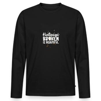 Kintsugi Broken est magnifique Kintsukuroi - T-shirt manches longues Premium bio Homme - noir - Devant - Nico (187cm)
