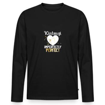 Kintsugi Kintsukuroi imparfaitement parfait - T-shirt manches longues Premium bio Homme - noir - Devant - Nico (187cm)