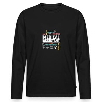 Medical Assistant for Nurses - Men's Premium Organic Long Sleeve Shirt - black - Front - Nico (187cm)