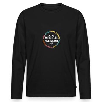 Medical Assistant for Nurses - Men's Premium Organic Long Sleeve Shirt - black - Front - Nico (187cm)