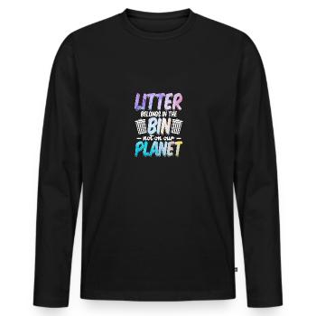 Les déchets ont leur place dans la poubelle Protection de l’environnement Recyclage - T-shirt manches longues Premium bio Homme - noir - Devant - Nico (187cm)