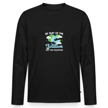 Be Part Of The Solution Not Pollution - Men's Premium Organic Long Sleeve Shirt - black - Front - Nico (187cm)