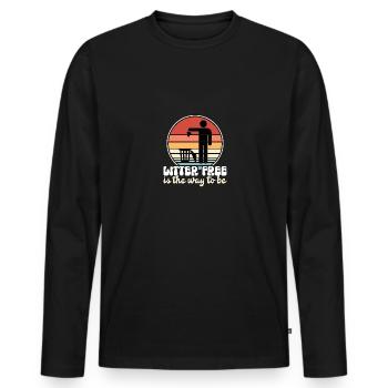 Litter Free Is The Way To Be Umweltschutz - Männer Premium Bio Langarmshirt - Schwarz - Vorne - Nico (187cm)