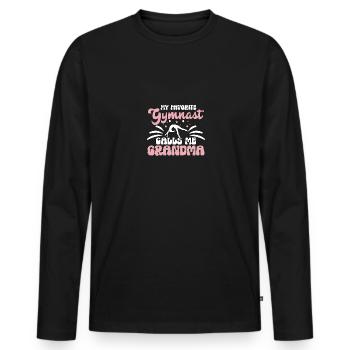 My Favorite Gymnast Calls Me Grandma For Gymnasts - Men's Premium Organic Long Sleeve Shirt - black - Front - Nico (187cm)