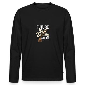 Futur auteur à succès écrivain - T-shirt manches longues Premium bio Homme - noir - Devant - Nico (187cm)