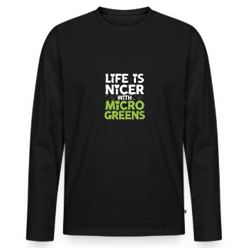 La vie est plus agréable avec Microgreens Gärtnern Microgreen - T-shirt manches longues Premium bio Homme - noir - Devant - Nico (187cm)