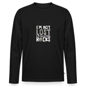 Je ne suis pas perdu, je collectionne la géologie des roches pour - T-shirt manches longues Premium bio Homme - noir - Devant - Nico (187cm)