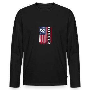 Bûcheron USA Menuisier américain - T-shirt manches longues Premium bio Homme - noir - Devant - Nico (187cm)
