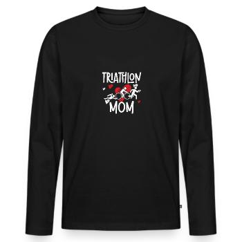 Triathlon Mom für Triathleten - Männer Premium Bio Langarmshirt - Schwarz - Vorne - Nico (187cm)