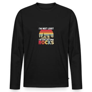 Je ne suis pas perdu, je collectionne la géologie des roches pour - T-shirt manches longues Premium bio Homme - noir - Devant - Nico (187cm)