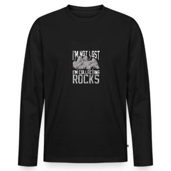 Je ne suis pas perdu, je collectionne la géologie des roches pour - T-shirt manches longues Premium bio Homme - noir - Devant - Nico (187cm)