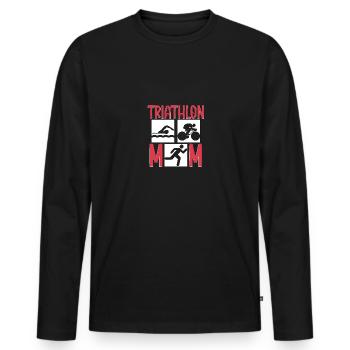 Triathlon Mom für Triathleten - Männer Premium Bio Langarmshirt - Schwarz - Vorne - Nico (187cm)