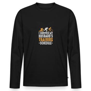 J’ai survécu au triathlon d’entraînement de mon mari - T-shirt manches longues Premium bio Homme - noir - Devant - Nico (187cm)