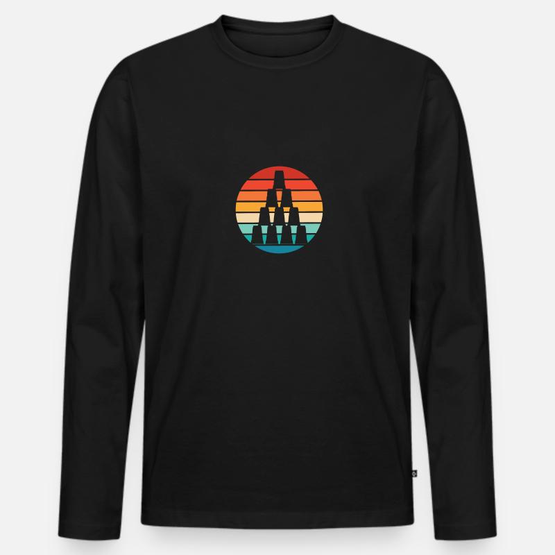Stack Pyramide Sport Speed Cup Stacker Stacking Männer Premium Bio Langarmshirt