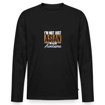 Je ne suis pas seulement asiatique, je suis aussi une asiatique géniale - T-shirt manches longues Premium bio Homme - noir - Devant - Nico (187cm)