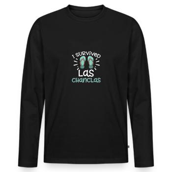 I Survived Las Chanclas Flip Flop - Men's Premium Organic Long Sleeve Shirt - black - Front - Nico (187cm)